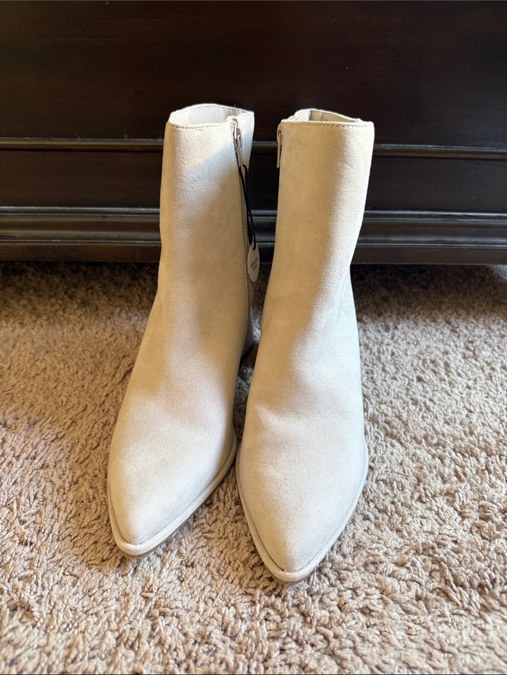 Sonoma Pointed Toe Ankle Boots in Light Grey Suede
